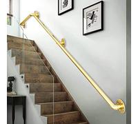Handrail Support Bar Non-Slip Safety Grip 1m-6m Adjustable Metal Iron Forged Stair Railing Kit - Gold Finish Perfect for Home and Commercial Use
