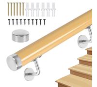 Handrail with Brackets, Non-Slip Stair Railings Support Rod, Against The Wall Elderly and Children's Safety Banister Rail for Indoor Loft - PVC Imitation Wood Handrails for Stairs