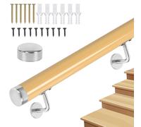 Handrail with Brackets, Non-Slip Stair Railings Support Rod, Against The Wall Elderly and Children's Safety Banister Rail for Indoor Loft - PVC Imitation Wood Handrails for Stairs