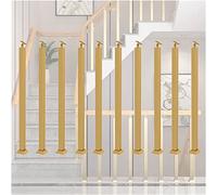 Handrails Deck Balusters Gold Balusters w/Flat & Adjustable 270° Angle Bracket, Square Metal Stair Post for Handrail Support/Safety Fence for Balconies Hallways(10Pack,115cm/45.3in)
