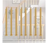 Handrails Deck Balusters Gold Balusters w/Flat & Adjustable 270° Angle Bracket, Square Metal Stair Post for Handrail Support/Safety Fence for Balconies Hallways(8Pack,85cm/33.5in)