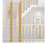 Handrails Deck Balusters Gold Balusters w/Flat & Adjustable 270° Angle Bracket, Square Metal Stair Post for Handrail Support/Safety Fence for Balconies Hallways(2Pack,90cm/35.4in)