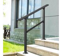 Handrails for Outdoor Steps Fit 1 to 3 Steps, Black Stair Railing Transitional Handrail for Concrete Porch, Adjustable Garden Handrails with Installation Kit(C,80cm/32inch)