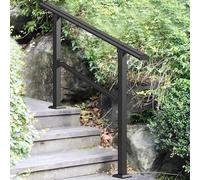 Handrails for Outdoor Steps, Floor Mounted Transitional Stair Railing Fits 2 to 4 Steps, Galvanized Steel Non-Slip Guardrail for Home Garden Porch Decking, Safety Grab Bar(C,80cm/32inch)