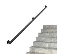 Handrails for Outdoor Steps or Indoor Stairs,1m 150cm 2m 240cm Black Metal Wrought Iron Stairs Banister Rail, Wall-Mounted Industrial-Style Staircas Handrail(7ft/210cm)