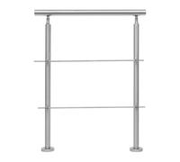 Handrails for Outdoor Steps, Stainless Steel Railings, 3 Steps Stair Hand Rail Kit with 2 Cross Braces, 0-90°Adjustable Angle, Hand Support Railing for The Elderly & Others (Silver, 80cm)