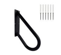 Handrails for Outdoor Steps Wall Mount, Railings for 1-2 Steps, U-Shaped Handrail with Matte Black Finished, Stair Handrails for Garage, Porch, Yard and Garden (18" Length, 1.25" Pipe)