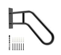 Handrails for Outdoor Steps Wall Mount, Railings for 1-3 Steps, U-Shaped Handrail with Matte Black Finished, Stair Handrails for Kids, Elderly, Pregnant Women, Disabled (26" Length, 1.25" Pipe)