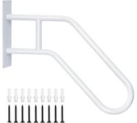 Handrails for Outdoor Steps Wall Mount, Railings for 1-3 Steps, U-Shaped Handrail with Matte Black Finished, Stair Handrails for Kids, Elderly, Pregnant Women, DisabledWhite,S