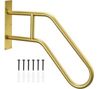 Handrails for Outdoor Steps Wall Mount, Railings for 1-3 Steps, U-Shaped Handrail with Matte Black Finished, Stair Handrails for Kids, Elderly, Pregnant Women, DisabledGold,S