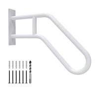 Handrails for Outdoor Steps Wall Mount, Railings for 1-3 Steps, U-Shaped Handrail with Powder Coated Finish, Stair Handrails for Garage, Porch, Yard and Garden (26" Length, 1.25" Pipe, White)