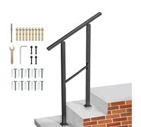 Handrails for Stairs Fit 2 to 3 Steps,Durable Metal Outdoor Handrails for Outside Steps,for Concrete Steps, Porch Deck Railing (Black, 1 to 2 Steps)