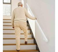 Handrails for Stairs Indoor Outdoor 60cm 80cm 1m 150cm 210cm 2.4m 3m 3.9m 4.5m White Iron Wall Handrail Non-Slip Stair Railing Safety Hand Rails Barckets for Seniors, Children(8ft/240cm)