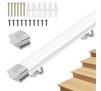 Handrails for Stairs, Non-Slip Stair Banister with Brackets,Against The Wall Safety Stair Hand Rails with Fittings for Indoor Loft Corridor - PVC Imitation Wood