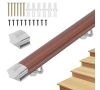 Handrails for Stairs, Non-Slip Stair Banister with Brackets,Against The Wall Safety Stair Hand Rails with Fittings for Indoor Loft Corridor - PVC Imitation Wood