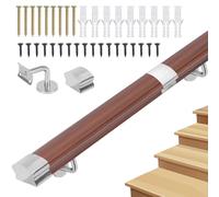 Handrails for Stairs, Non-Slip Stair Banister with Brackets,Against The Wall Safety Stair Hand Rails with Fittings for Indoor Loft Corridor - PVC Imitation Wood