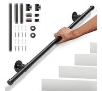 Handrails for Stairs, Ovshnrr 1-Section 1M Metal Wall-Mounted Barrier-Free Banister Rail, 110LBS Non-Slip & Comfortable Indoor Outdoor Banister Handrail Suitable for Kids, Disabled and Elderly