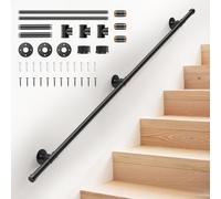 Handrails for Stairs, Ovshnrr 2-Section 1.5M Metal Wall-Mounted Barrier-Free Handrail, 220LBS Non-Slip & Safety Indoor Banister Handrail Suitable for Kids, Disabled and Elderly
