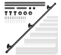 Handrails for Stairs, SenDeluz 1.5M Metal Stair Handrail for Indoor Outdoor Wall Mounted Handrail Non-Slip Galvanized Iron Industrial Pipe Stair Rail for Wear-Resistant, Corrosion-Resistant