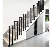 Handrails for Stairs, Wrought Iron Handrail, U-Shape Stair Handrail for Indoor Outdoor, Non-Slip Hand Rail Metal Stair Railing for Concrete Steps Porch Patio,1PC(Black/Side Installation,100cm)