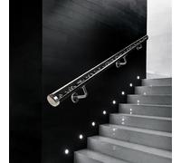 Handrails Hand Rails for Indoor Stairs Clear Acrylic Glass, 5ft Railing Handrail Transparent Glass Wall Mounted Modern Decor Banister Brackets Kit Interior Staircase Steps for Balconies Hallways(400cm