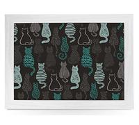 Handrawn Cats Design Cushioned Lap Tray Laptop Tray for Bed Laptrays for TV Dinners Lap Trays for Eating with Cushion Handmade Wood Frame …