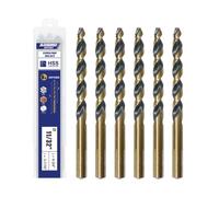 Handree 13/32" Stepped Point Drill Bits 6Pcs, W4 HSS Titanium Coated, No Pilot Hole Needed, 3-Flat Shank Jobber Length for Impact Driver, Metal/Steel/Acrylic Drilling, MRO & DIY