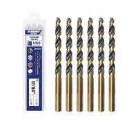 Handree 17/64" Stepped Point Drill Bits 6Pcs, W4 HSS Titanium Coated, No Pilot Hole Needed, 3-Flat Shank Jobber Length for Impact Driver, Metal/Steel/Acrylic Drilling, MRO & DIY