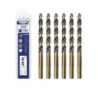 Handree 19/64" Stepped Point Drill Bits 6Pcs, W4 HSS Titanium Coated, No Pilot Hole Needed, 3-Flat Shank Jobber Length for Impact Driver, Metal/Steel/Acrylic Drilling, MRO & DIY