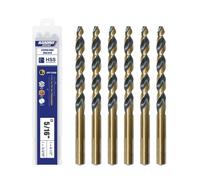 Handree 3/8" Stepped Point Drill Bits 6Pcs, W4 HSS Titanium Coated, No Pilot Hole Needed, 3-Flat Shank Jobber Length for Impact Driver, Metal/Steel/Acrylic Drilling, MRO & DIY
