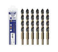 Handree 31/64" Stepped Point Drill Bits 6Pcs, W4 HSS Titanium Coated, No Pilot Hole Needed, 3-Flat Shank Jobber Length for Impact Driver, Metal/Steel/Acrylic Drilling, MRO & DIY