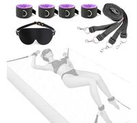Hands and Legs Cuffs with Blindfold for Bed, BPZXL Restraining Set for Bed, Strong Nylon Bondage with Plush Handcuffs for Couples Extreme Love, Easy to Install, SM Sex Toys for Women Men