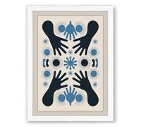 Hands Around Centre Geometric Framed Wall Art Print A2 (59.4×42cm) White, Wall Decor for Living Room, Bedroom, Office & Home, Ready to Hang, Art Gift