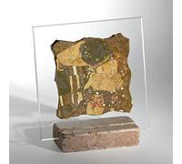 HANDS art ornament 14x15,5x5 in Real Yellow Marble Reproduction - author: Gustav Klimt - work: Il Bacio. Materials and production Made in Italy