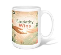 Hands Ceramic Coffee Mug, Inspirational Modern Hearts Speech Bubbles None Green Novelty Tea Cup with Handle Ideal for Friendship Family Colleague Staff Sweetheart Teachers 15 Oz
