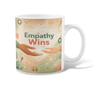 Hands Ceramic Coffee Mug, Inspirational Modern Hearts Speech Bubbles None Green Novelty Tea Mug with Handle Ideal for Friendship Family Colleague Teachers Sweetheart Staff 11 Oz