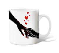 Hands Ceramic Coffee Mug, Romantic Contemporary Hearts Red Valentine Red Novelty Tea Mug with Handle Gift for Friends Family Co-Worker Lovers Eldership Senior 11 Oz