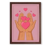 Hands Cradling Heart Modern Framed Wall Art Print A1 (84.1×59.4cm) Walnut, Wall Decor for Living Room, Bedroom, Office & Home, Ready to Hang, Art Gift