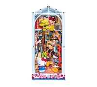 Hands Craft DIY Miniature Kit Book Nook - Hello Kitty Town Square | Whimsical Miniature Scene | Elaborate Design, Charming Charm | LED Lights | Bookshelf Decor | Gift for Hello Kitty Fans