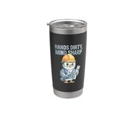 Hands Dirty, Mind Sharp Engineer Humor Dirty Funny Owl Stainless Steel Insulated Tumbler