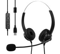 Hands DIY USB Headset with Microphone Noise Canceling 2.5m Length Stereo PC Headset for Laptop Computer, Multi-Use USB Headsets Earphone for Call Center, Skype Webinar Office Business