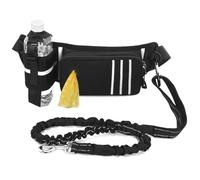 Hands Dog Leash Waist Bag Reflective Waist Pouch with Retractable Bungees Poop Bag Dispenser Pouch Adjustable Waist Belt for Training Walking Jogging and Running Your Pet