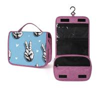 Hands Doing The Peace Symbol Travel Toiletry Bag for Women,Hanging Makeup Organizer with Hook for Shampoo