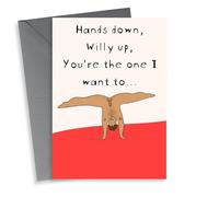 Hands down, willy up...Rude/Cheeky Valentines & Anniversary Card - Nude