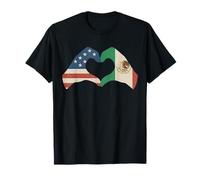 Hands Forming Heart Half American Half Mexican USA Mexico T-Shirt