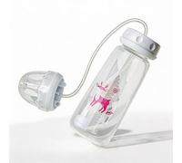 Hands-Free Anti-Colic Bottle - 240ml Leakproof Silicone Feeding Bottle | Wide Neck Non Slip | Soft Nipple Straw | Fast Flow Adjustable | for Boys Girls | Indoor Hotel Camping Picnic Using