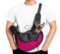 Hands-Free Crossbody Pet Sling - For Cats, Small Dogs, Puppies & Kittens | Breathable Mesh, Adjustable Strap | Travel-Friendly for Outdoor Activities (Rose Red, L)