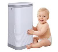 Hands-Free Diaper Pail, 12L Large Capacity Diaper Bin, Diapers Trash Can with Double-Layer Lid Odor-Free Diapers Garbage Can for Bedroom Bathroom Living Room Use White