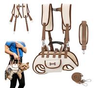 Hands Free Dog Backpack Carrier for Small Dogs, 6-in-1 Multi-Functional Pet Carrier, Breathable Waterproof Oxford Puppy Travel Bags with Adjustables Padded Straps (Brown-Double shoulder,XL(19-26lb))