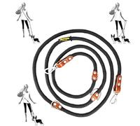Hands Free Dog Lead. Double Ended, MultiFunction, Multiposition, for 2 Dogs, Small Medium Large. Rope and Leather, Made in Spain. Black & Cognac.